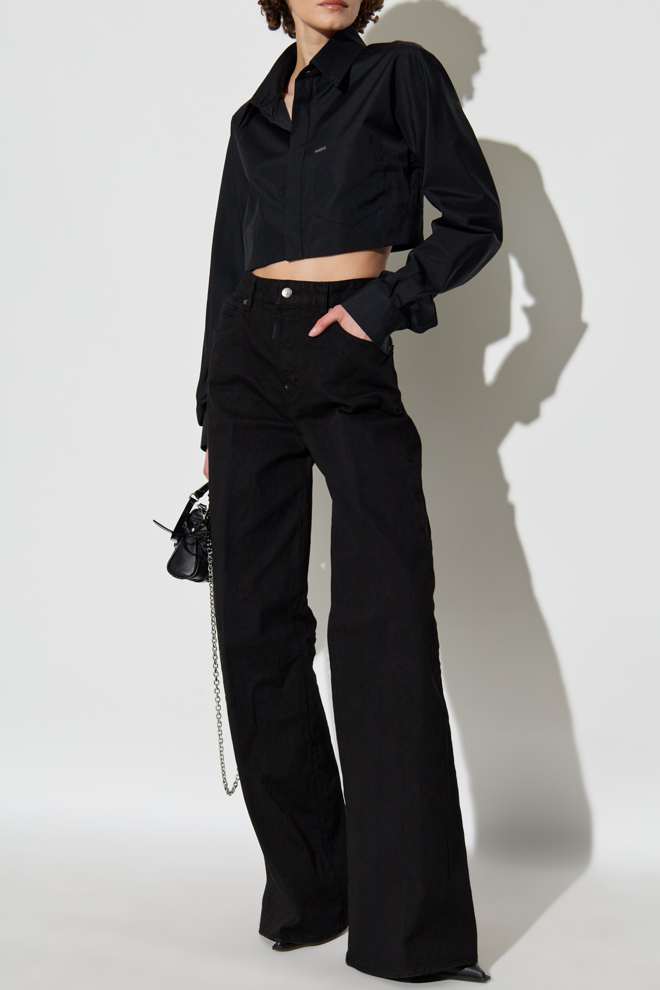 Tシャツ・カットソー D SQUARED2 ROUNDED CROPPED SHIRT (S75DL0910 S36275 100) Rounded Cropped Shirt
